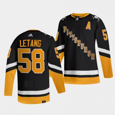 Adidas Pittsburgh Penguins #58 Kris Letang Men's 202122 Alternate Authentic NHL Jersey Black